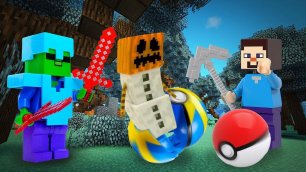 Майнкрафт видео обзор - Стив Minecraft Lego и Покемоны! Игры битвы с мобами Майнкрафт. Сборник видео
