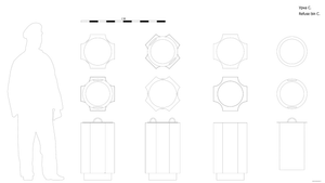 Урна С. Чертёж. Refuse bin C. Drawings.
