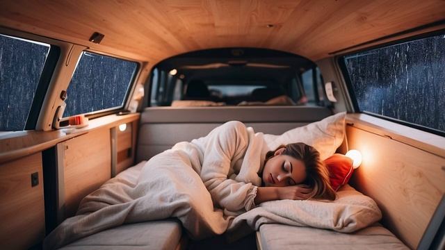 ASMR RAIN Surviving the Storm:Sleeping in a camping car and raindrops outside the window смотреть онлайн