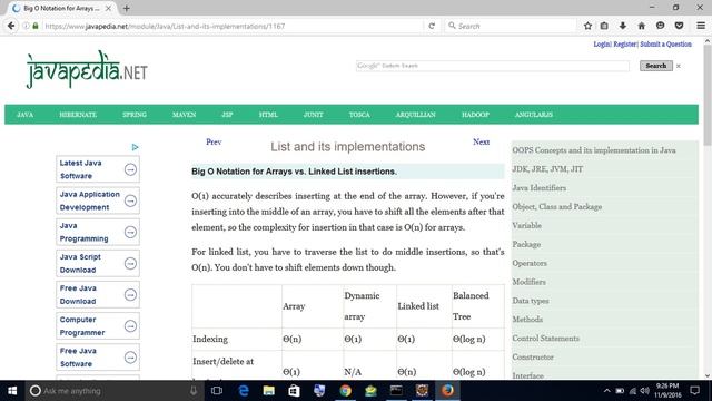 Big O Notation for Arrays vs. Linked List insertions.
| javapedia.net смотреть онлайн