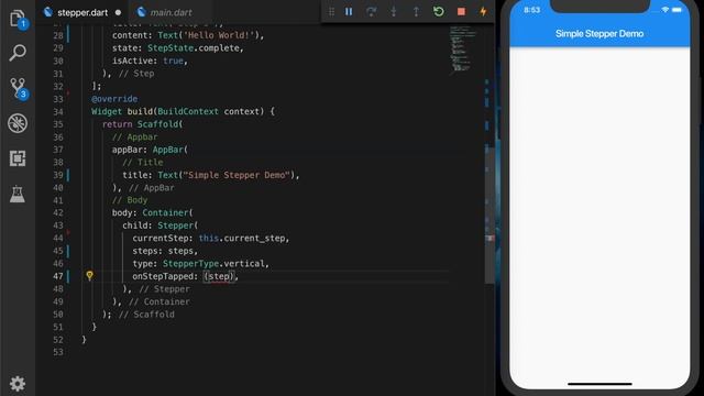 #Google's Flutter Tutorial - Stepper (coderzheaven.com)