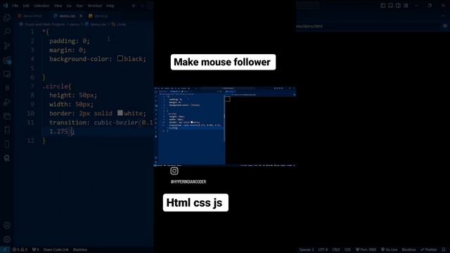 Mouse follower | How use mousemove in js || use circle mouse follower #js #jstutorial #hyperindia
