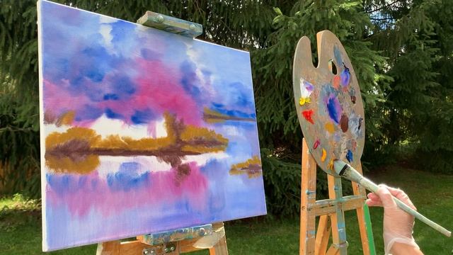 Осенний пейзаж с березами МАСЛОМ. Часть 1. Autumn Landscape with birches Oil Painting. Part 1 смотреть онлайн