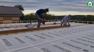 КРЫША | Монтаж стропильных ферм плоской кровли каркасного энергоэффективного дома | Часть первая