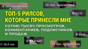 Топ-5 рилсов, которые принесли мне сотню тысяч просмотров, комментариев, подписчиков и продаж