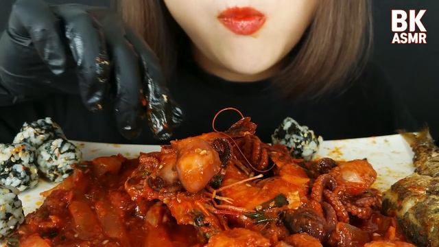ASMR SPICY SEAFOOD(GIZZARD SHAD,OCTOPUS,SHRIMP)매콤한 주꾸미, 새우와 전어구이(EATING SOUNDS)MUKBANG