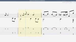 Guitar TAB - Ernst Gottlieb Baron : Sonata In Dm - 8 Aria (1696-1760) Tutorial Sheet Lesson #iMn