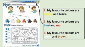 Kid's Box Starter - Unit 3 - My Colours - 3 - Listen and draw lines.