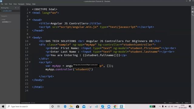 Angular JS Controllers | Angular JS for beginners |  Angular Controllers |  Controllers | #8
