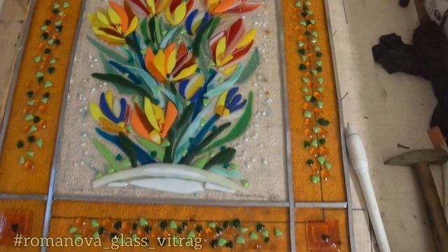 Витраж "Первые цветы" фьюзинг #romanova_glass_vitrag смотреть онлайн