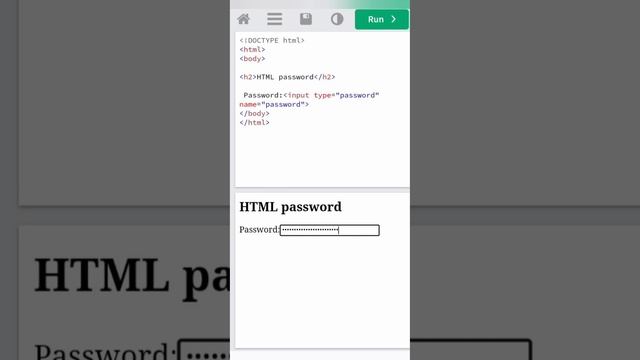 input hidden text in password  of html