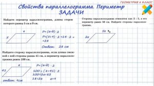 Свойства параллелограмма. Все задачи на периметр. Геометрия 8 класс