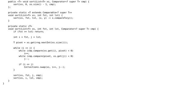 Code Review: Quicksort implementation equivalent to Collections.sort() смотреть онлайн