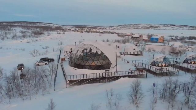 Видео Аврора Вилладж Мурманск сверху Video Aurora Village Murmansk #auroravillage hotel Aurora vill