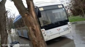 Севастопольский троллейбус - Ливень на конечной бухта Стрелецкая 11.04.2022