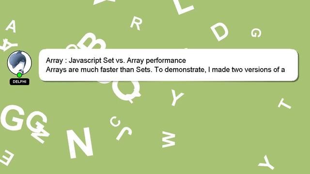 Array : Javascript Set vs. Array performance смотреть онлайн