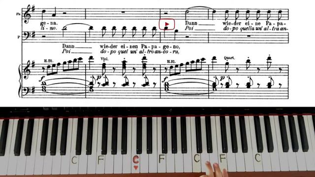 Pa-pa-pa, Papageno : Duet : Papagena : Karaoke : Study version : Piano accompaniment : Zauberflöte