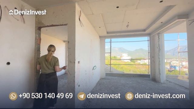 Паспорт Турции с видом на море и Крепость с личной террасы в новом комплексе в центре Алании