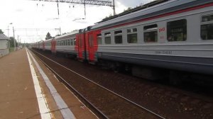 Электропоезда ЭР2Т-7183\ЭД4М-0345 платформа Победа 8.06.2017