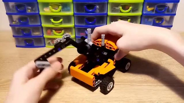 Обзор моей лего техник самоделки транспорт с краном