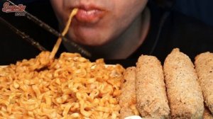 ASMR CHEESY CARBO Fire NOODLES & MOZZARELLA STICKS | Cheesy Food Mukbang 먹방