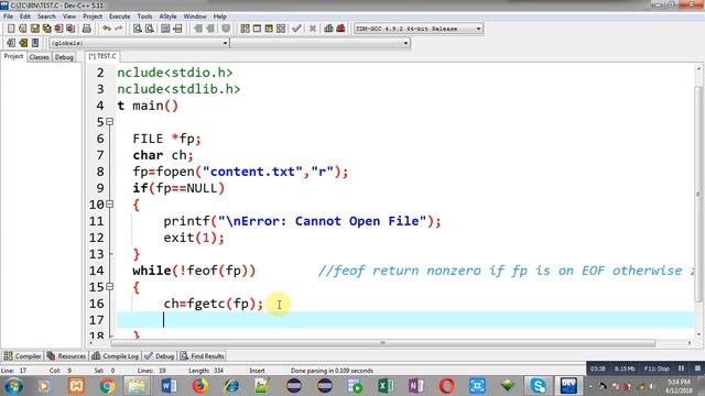 How to use of feof( ) to check location of file pointer in file handling in c programming