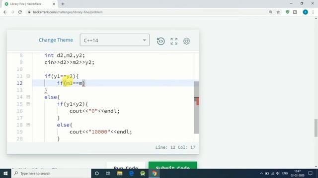 library fine hackerrank solution  | github code link