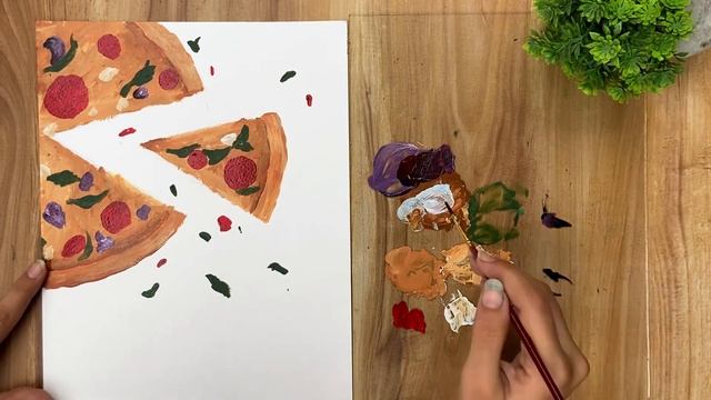 Pizza painting tutorial ? || Acrylic painting: step by step ?