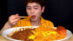 ASMR 치즈 불닭게티 3X3 뽀득 킬바사소세지 통스팸구이 먹방~!! Black Bean Noodles With Spicy Noodles Kielbasa Spam MuKBang~