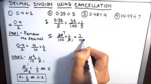 How to Divide Decimals Using Cancellation / Decimal Division using Cancellation / Decimal Division