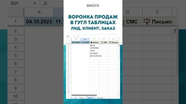 Google Sheets: Воронка продаж в гугл таблицах #shorts #googlesheets #гуглтаблицы #crmсистема