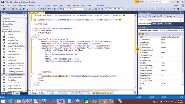 AJAX Collapsible Panel Extender example in ASP.NET смотреть онлайн