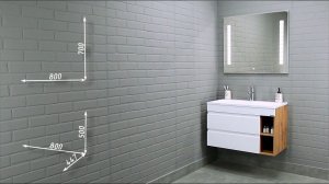 Тумба подвесная под раковину "Absolute 80" Frost + зеркало с подсветкой QUADRO