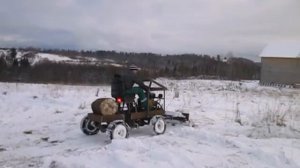 Чистка снега минитрактором. Переломка 4х4