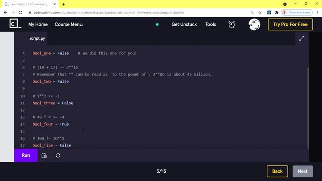 Learn Python 2 - Conditionals & Control Flow -  Compare... Closelier!