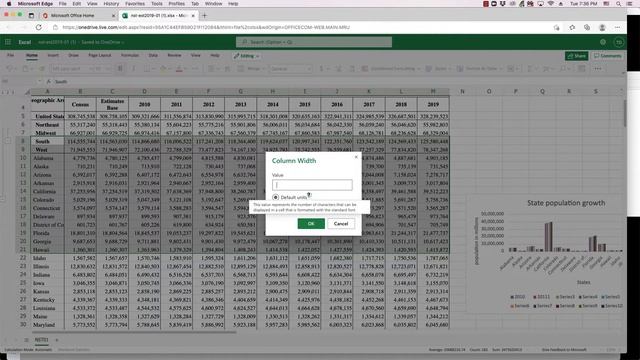 Excel Online Quick Video: Adjusting column width смотреть онлайн