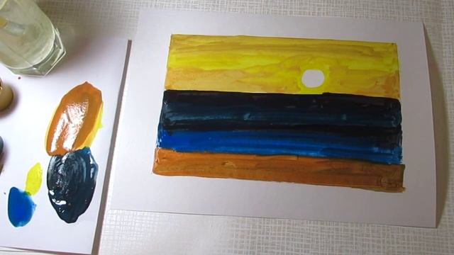 Как рисовать ЗАКАТ НА МОРЕ с чайкой. Простой урок рисования гуашью