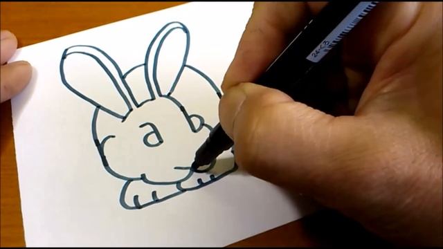 Very Easy ! How to turn words RABBIT into a Cartoon -  Drawing doodle art on paper