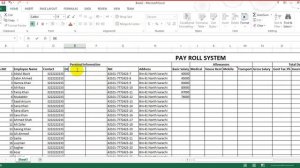 Pay Roll System in MS EXCEL ( Part 1)