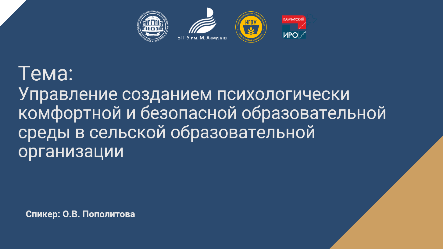 Управление созданием психологически комфортной и безопасной образовательной среды в сельской ОО