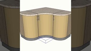 Угловой кухонный шкаф с радиусным фасадом для проектирования мебели в программе SketchUp