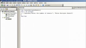 Microsoft Excel Short VBA Code #9 | How to Insert Multiple WorkSheets With A Single Click |