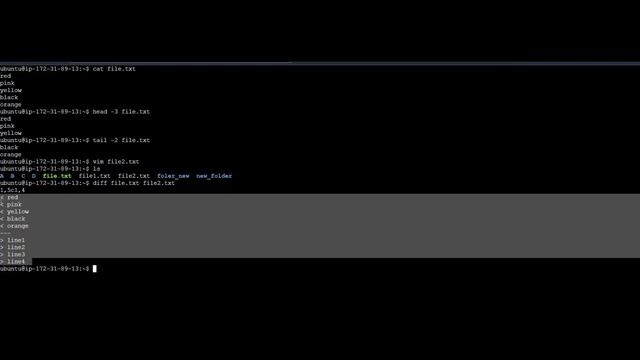 More file commands in Linux Head,tail,diff,vimdiff