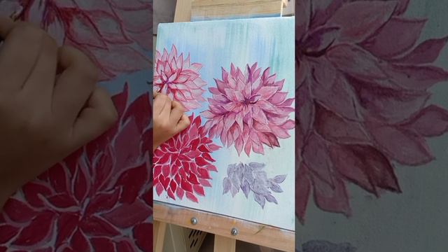 Painting Dahlia Flower / Acrylic Painting/ Canvas Art/ Music: Dear AutumnMusician: @iksonmusic