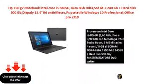 Hp 250 g7 Notebook intel core i5 8265U, Ram 8Gb Ddr4,Ssd M.2