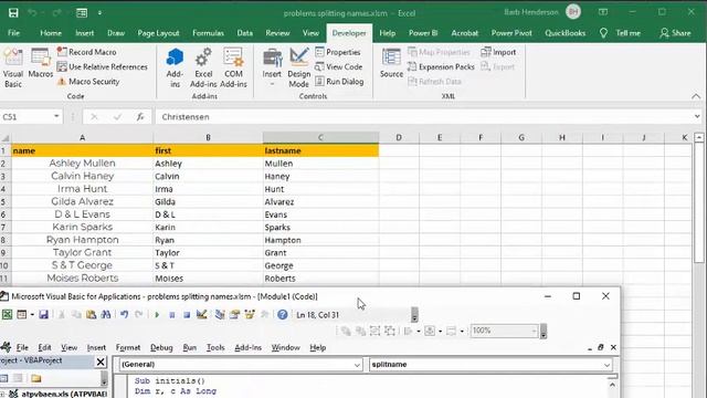 Solve problems with splitting names in Excel смотреть онлайн