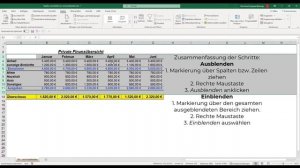 Excel Spalten und Zeilen mit nur 1 Klick Aus- und einblenden - nur bestimmte Informationen anzeigen