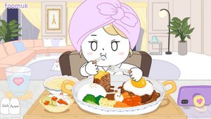 치즈 함박 스테이크 집밥 먹방! - 애니먹방 / Cheese hamburg steak Mukbang! Animation ASMR /foomuk