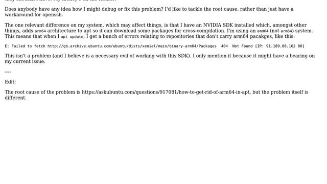 Ubuntu: apt can't install `openssh-server` смотреть онлайн