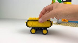 Excavator, Bulldozer & Dump Truck with LEGO Blocks for Kids! Toddler Educational Toy Learning